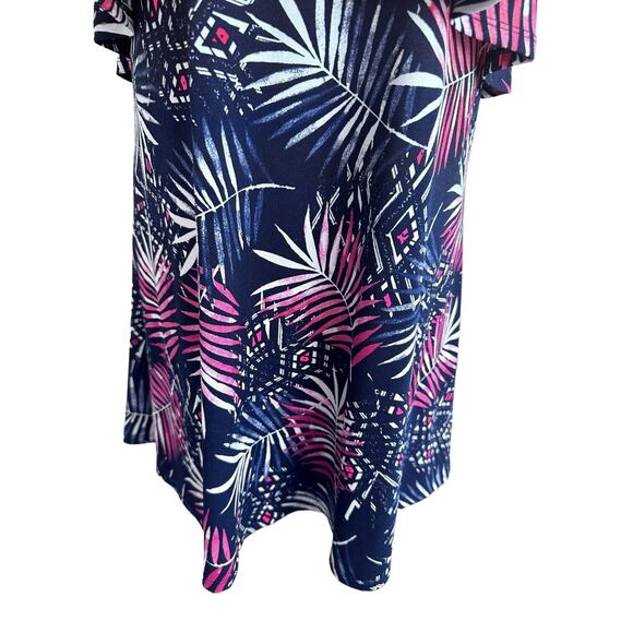 Express Slip Dress Sz M Flounce Red White And Blue Palm Floral Picnic Patrotic - Picture 5 of 12